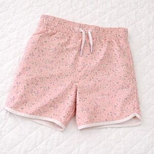 Minnow x Crewcuts Kids Swim Trunks Shorts Pink Floral Bird Print Size 9/10 NWT